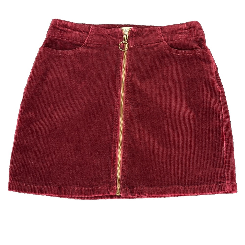 Mudd Y2K Western Corduroy Mini Skirt Womens Jrs Sz 5 Burgundy FLX Stretch 90s